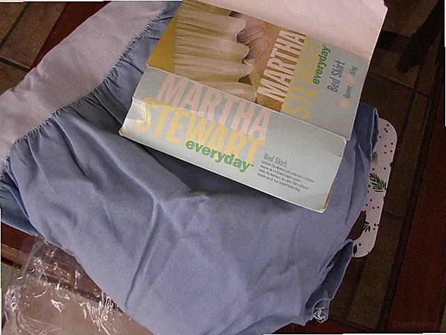 #A Martha Stewart Cotton Blend Blue King Dust Ruffle King Bed Skirt 13" Drop NIP