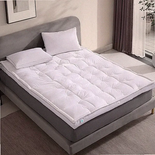 Extra Thick Mattress Topper Feather Bed Luxe Loft Natural Fill Cotton Cover Pad