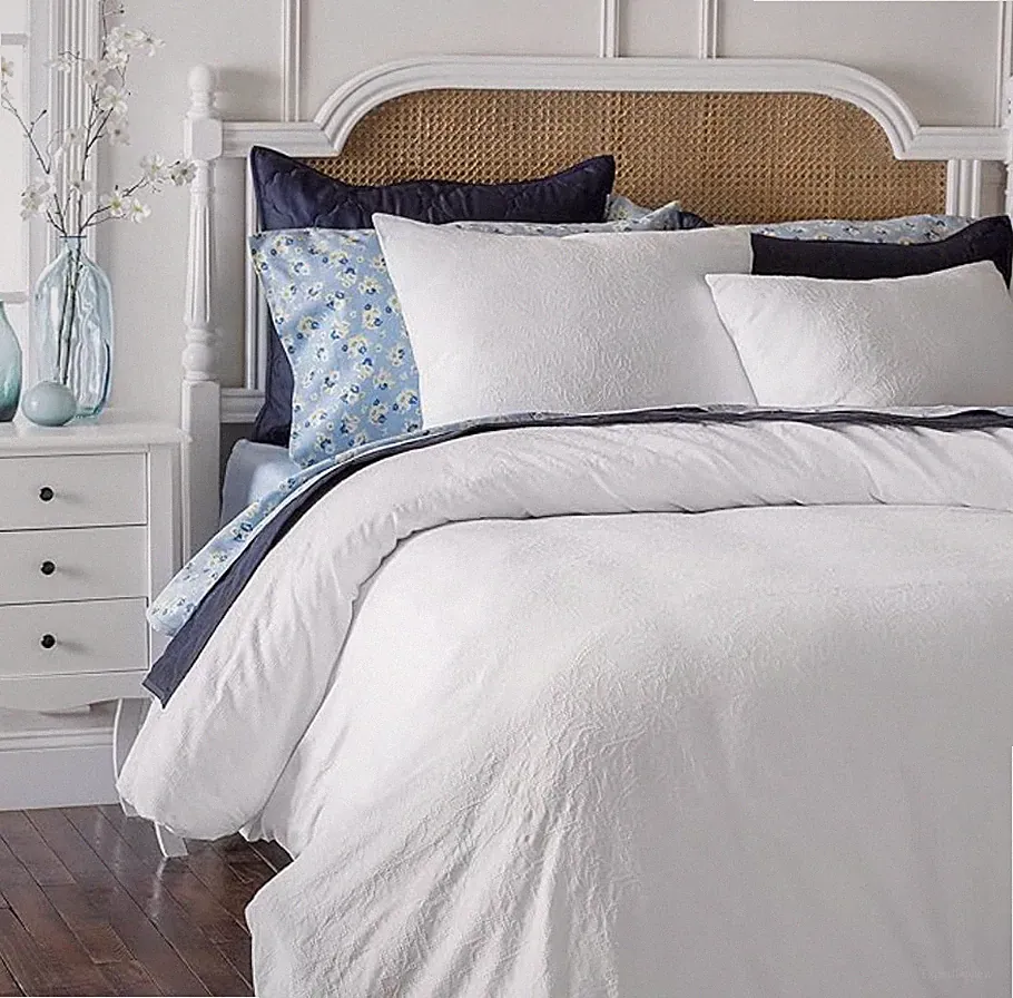Martha Stewart 100% Cotton Queen Size 3Pc Duvet Set 1 Duvet Cover 2 Pillow Shams