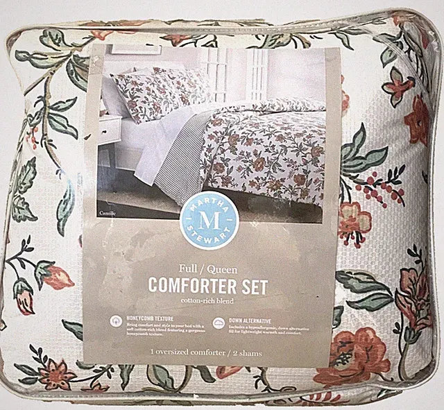 Martha Stewart 3 Piece Cotton-Rich Blend Comforter Set Full/Queen CAMILLE