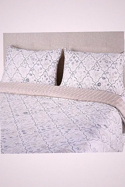 Martha Stewart 3-Piece Coverlet and Sham Set Full/Queen Blue/Beige