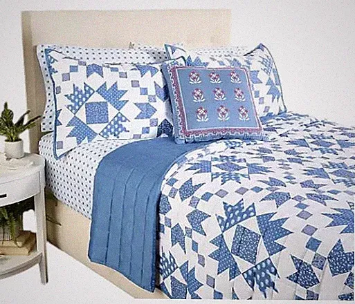 Martha Stewart 3-Piece Coverlet and Sham Set Full/Queen Navy