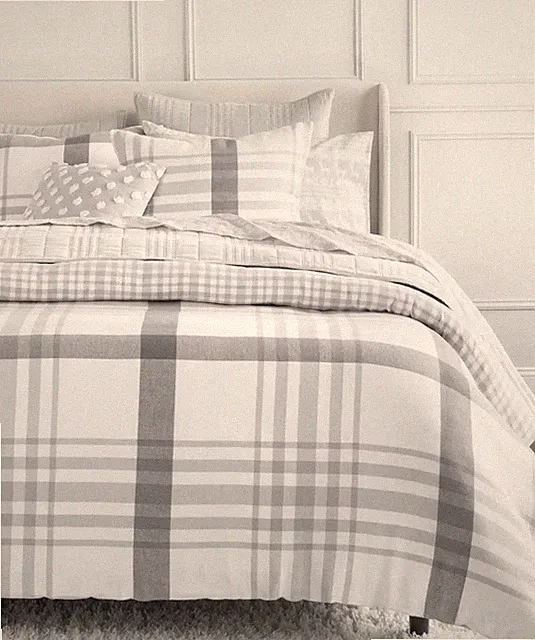 Martha Stewart 3pc Flannel Duvet Set Soft 100% Cotton 1 Cover 2 Shams Queen/King