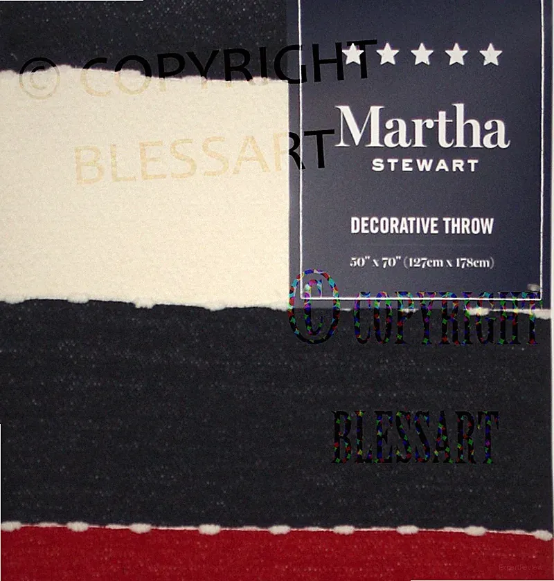 Martha Stewart Americana Stripe Red White Blue Decorative Throw Blanket 50 x 70"