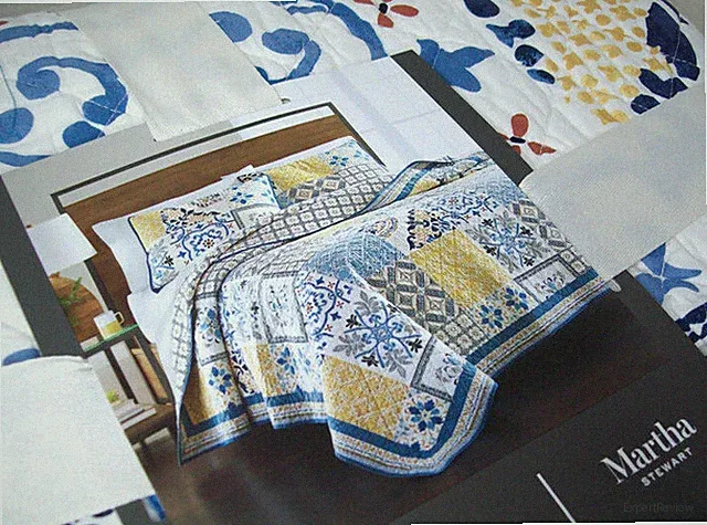Martha Stewart Blue Reversible Dolce Vita Sweet Life Patchwork Full Queen Quilt