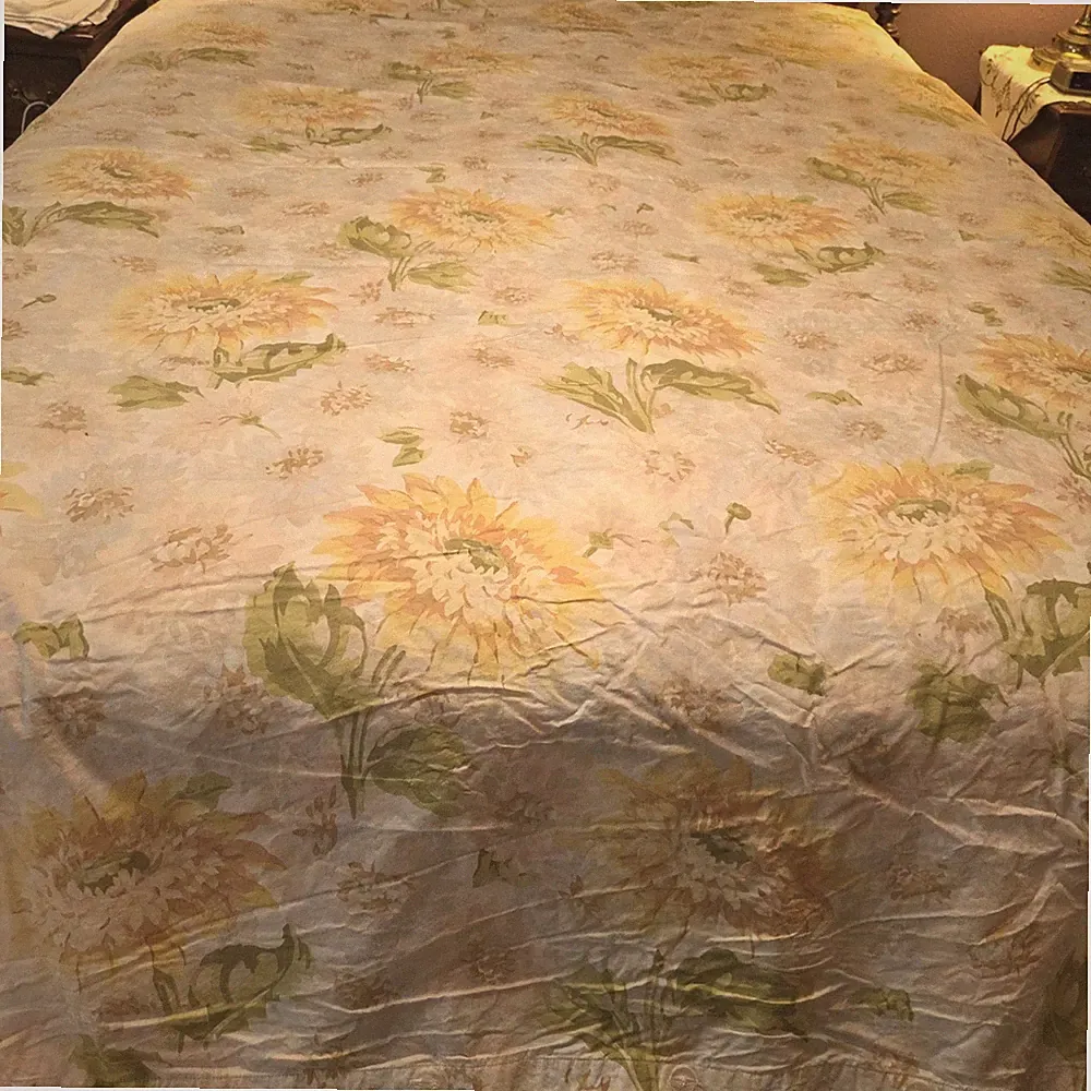 Martha Stewart Col. Full/Queen Duvet Cover SUNFLOWERS Reverses Buttons Cotton