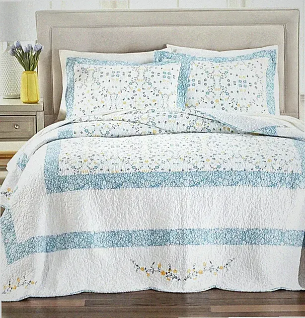 Martha Stewart Collection Floral Scallop Vine Cotton Queen Bedspread