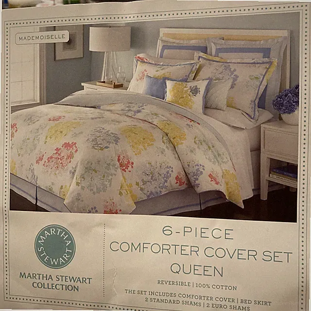 MARTHA STEWART COLLECTION QUEEN Cc Bouquet (6) PCS DUVET COVER SET