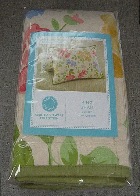 Martha Stewart Dorset Flowers Quilted King Sham- Retired Pattern NEW