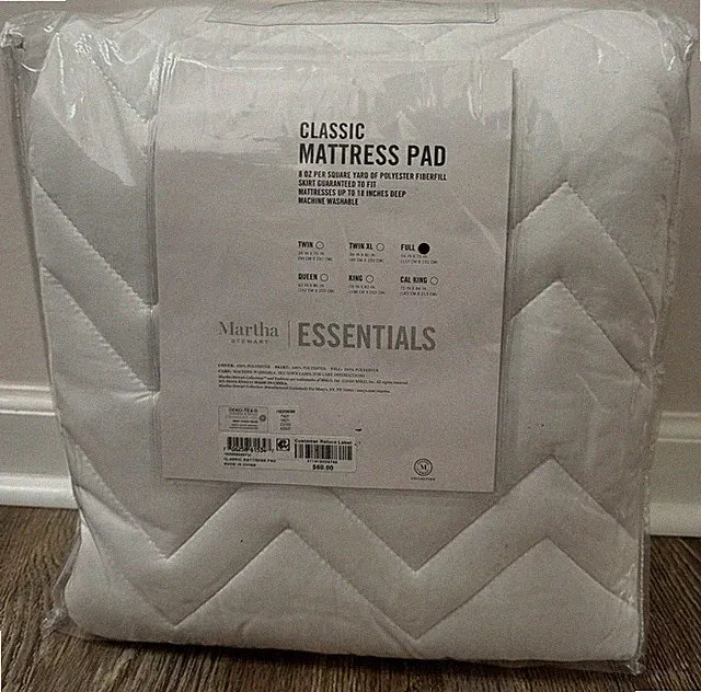 Martha Stewart Essentials Classic Quilted Mattress Pad, Full, Created For Macy's