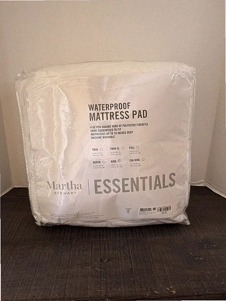 Martha Stewart Essentials Waterproof Mattress Pad King (78” X 80”)
