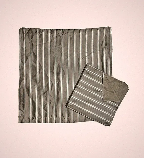 Martha Stewart Euro Shams Pillowcases Luxury Bedding Pair Gray Blue Stripe Print