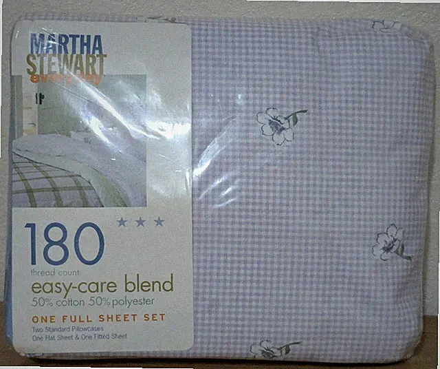 Martha Stewart Everyday One Full Sheet Set Floral 180 Thread Count K-Mart New