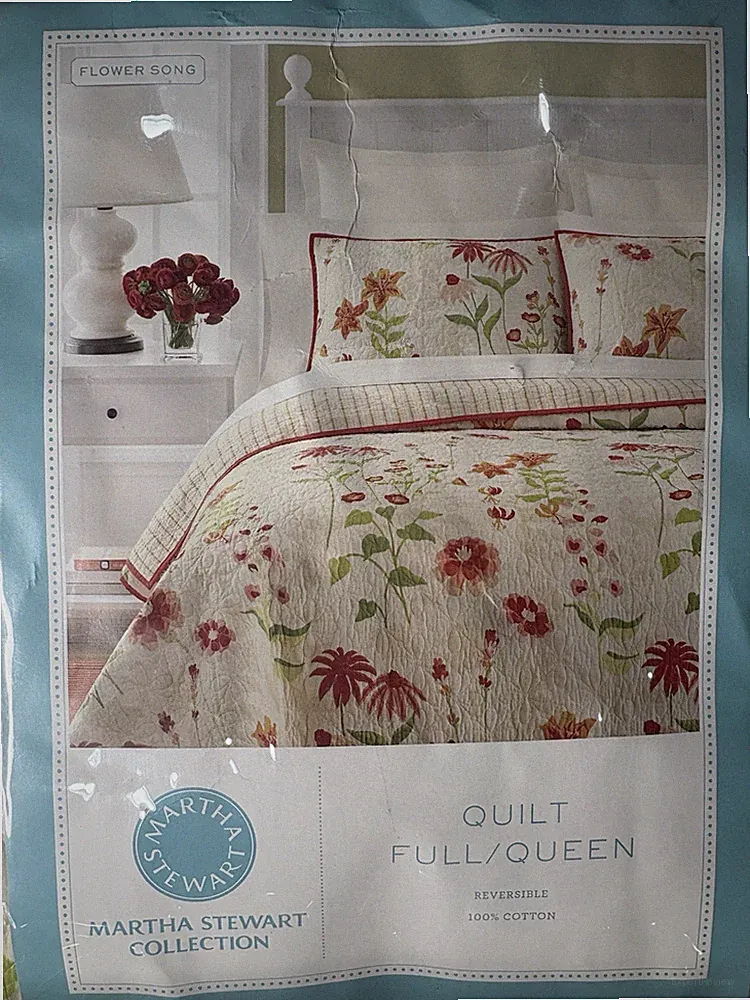 Martha Stewart Full/queen Quilt And 2 Shams New “flower Song” 2013 Rare