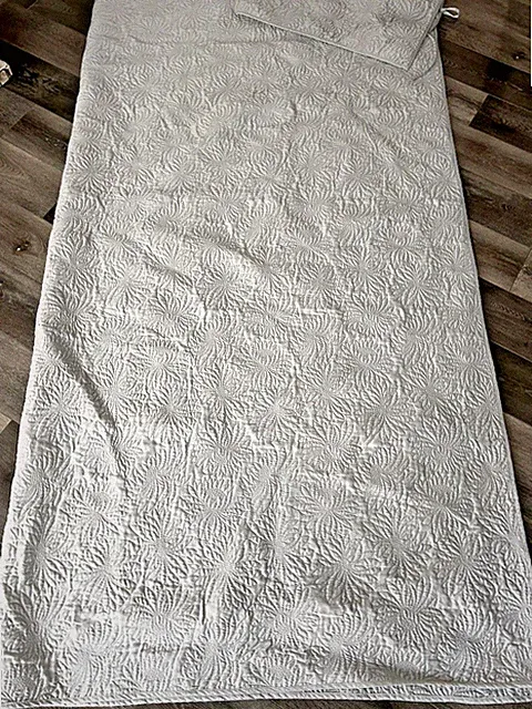 Martha Stewart Full Queen Quilted Bedspread Coverlet Steel Gray Floral w/Sham