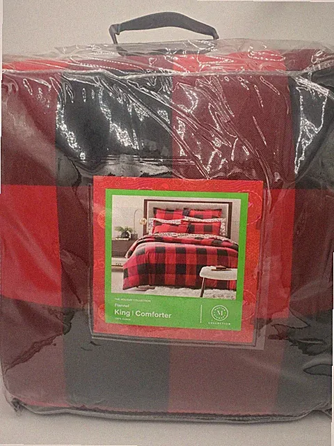 Martha Stewart Holiday Collection Comforter Flannel Buffalo Plaid King
