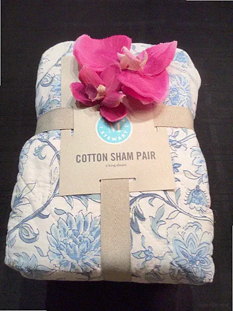 MARTHA STEWART KING Quilted Shams 2 PC MARIELLA BORDER Blue Cotton NEW