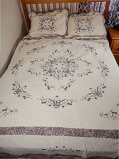 Martha Stewart Midland Vine Bedspread & 2 Shams 100% Cotton King 120"×104"