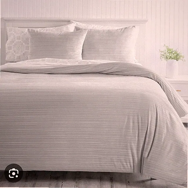 MARTHA STEWART Natalie, Solid, Striped Duvet Set 3pc Cover & Shams Cotton/Blend