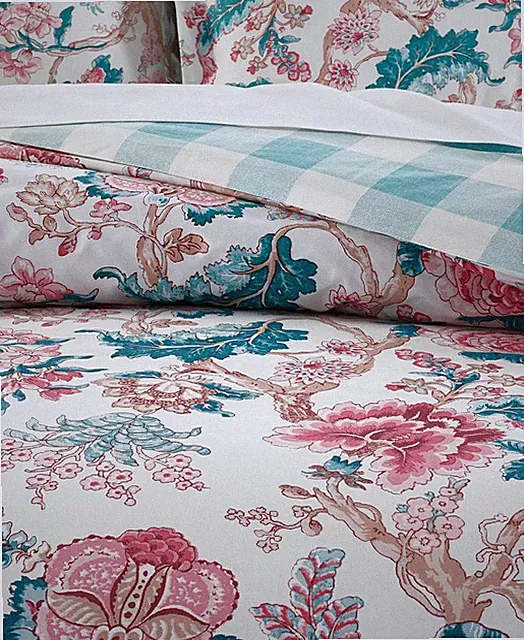 Martha Stewart Percale Jacobean 3 Piece Queen Comforter Set, NWT