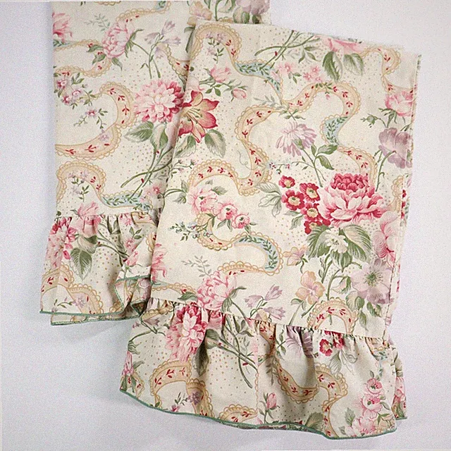 Martha Stewart Pillowcases Pair Standard Cotton Pink Roses Ribbons Ruffles