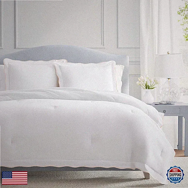 Martha Stewart - Queen Comforter Set Crisp Smooth Bedding A Cotton Percale