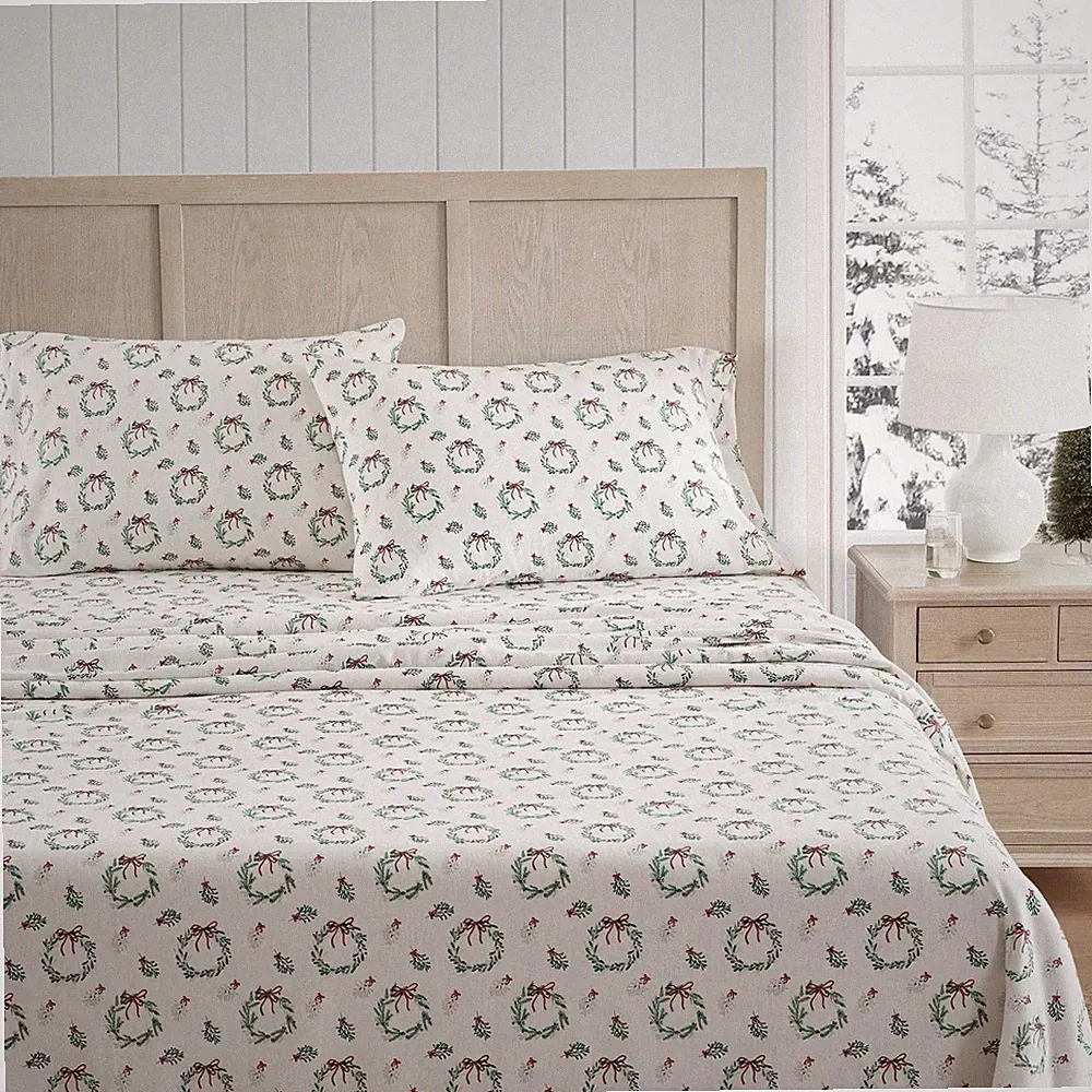 Martha Stewart Queen Size Flannel Sheets Anti-Pilling Wrinkle-Resistant Soft Cot