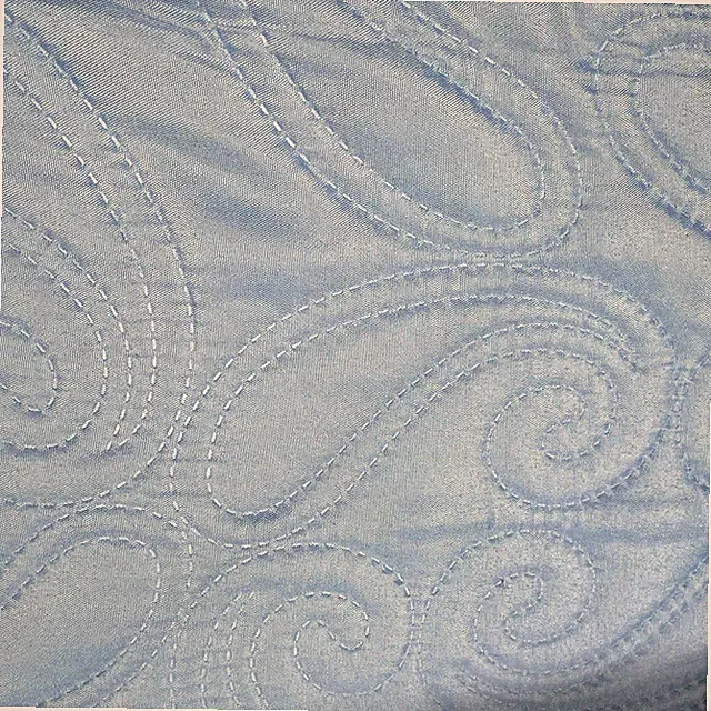 Martha Stewart Quilt Queen Lightweight Blue w Paisly Stitched Pattern