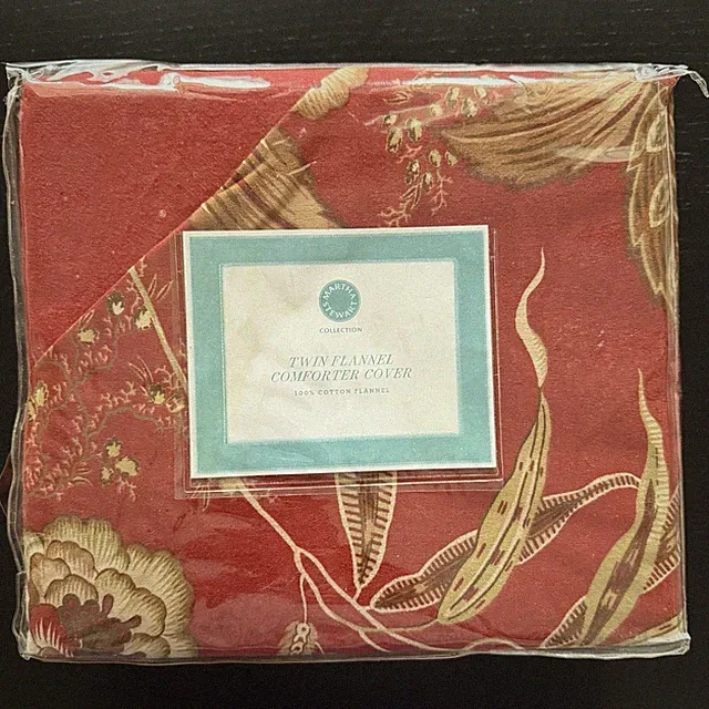 Martha Stewart Twin Flannel Comforter Cover EXOTIC VINE 100% Cotton NEW