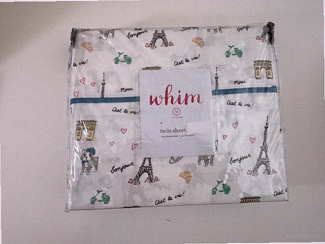 Martha Stewart Whim 100% Cotton Paris One Twin Flat Sheet 250 Thread Count