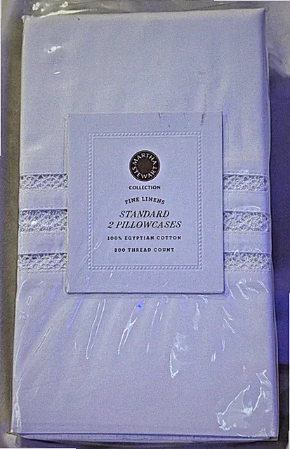 NEW 2007 Martha Stewart Macy's Standard White Pillowcases - LACE 300 TC Egyptian