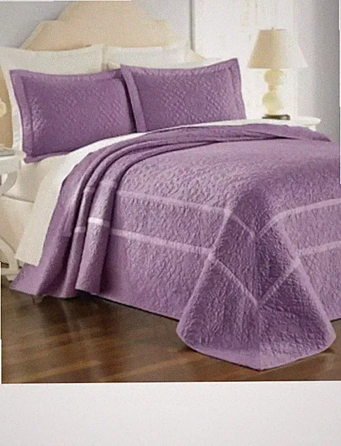 New Martha Stewart Flowering Trellis Purple Twin Bedspread