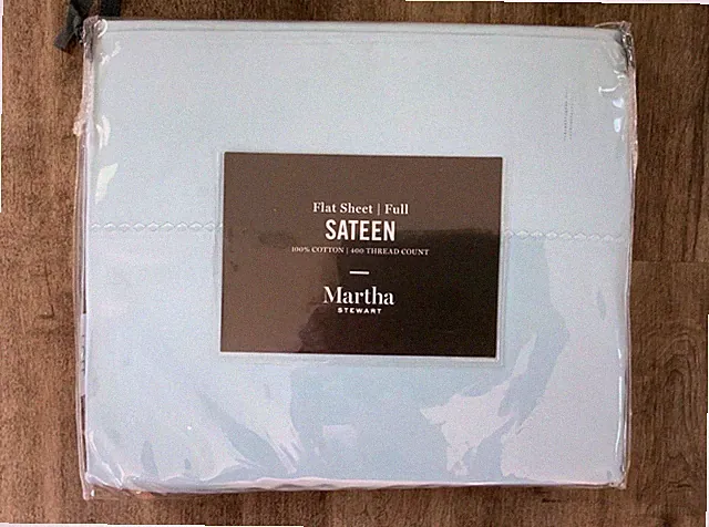 NEW Martha Stewart SATEEN Powder Blue FULL Double FLAT Sheet 100% Cotton 400 TC