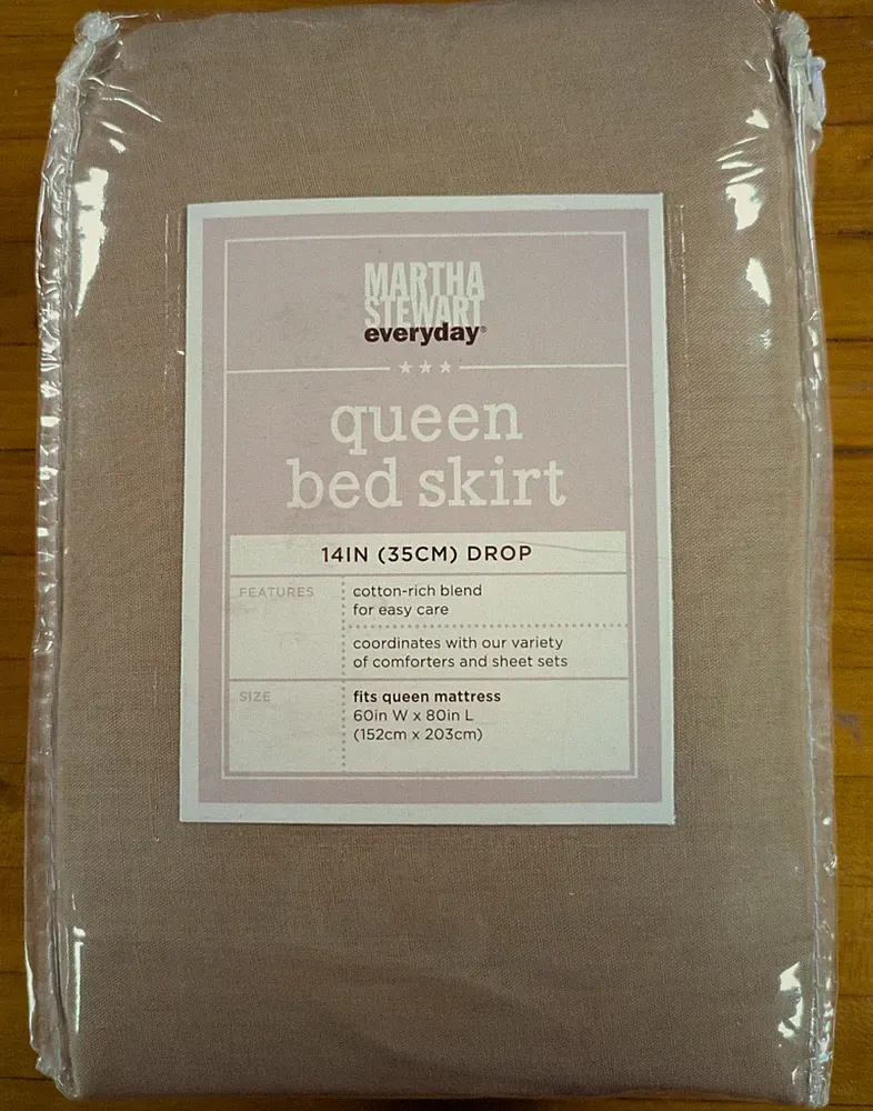 New!! Never Used! Martha Stewart Almond Queen Size Bed Skirt 14" Drop Home Decor
