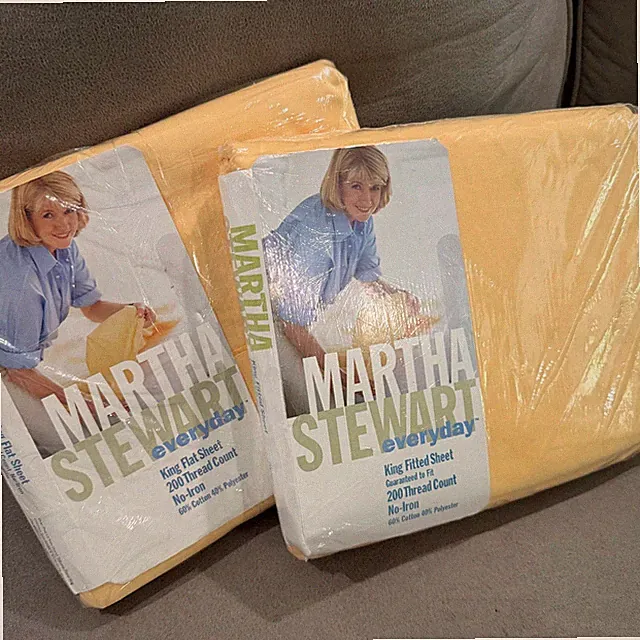 NEW Vintage 1997 Martha Stewart King Sheet Set Sun Yellow Cotton blend No-Iron
