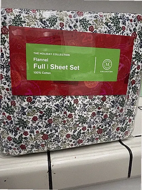 NIB Martha Stewart 4pc Full Sheet Set Printed Cotton Flannel - Woodland Floral
