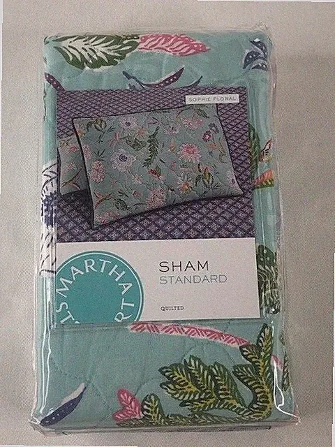 NIP Martha Stewart Collection Sophie Floral One Pillowsham Standard Quilted 100%