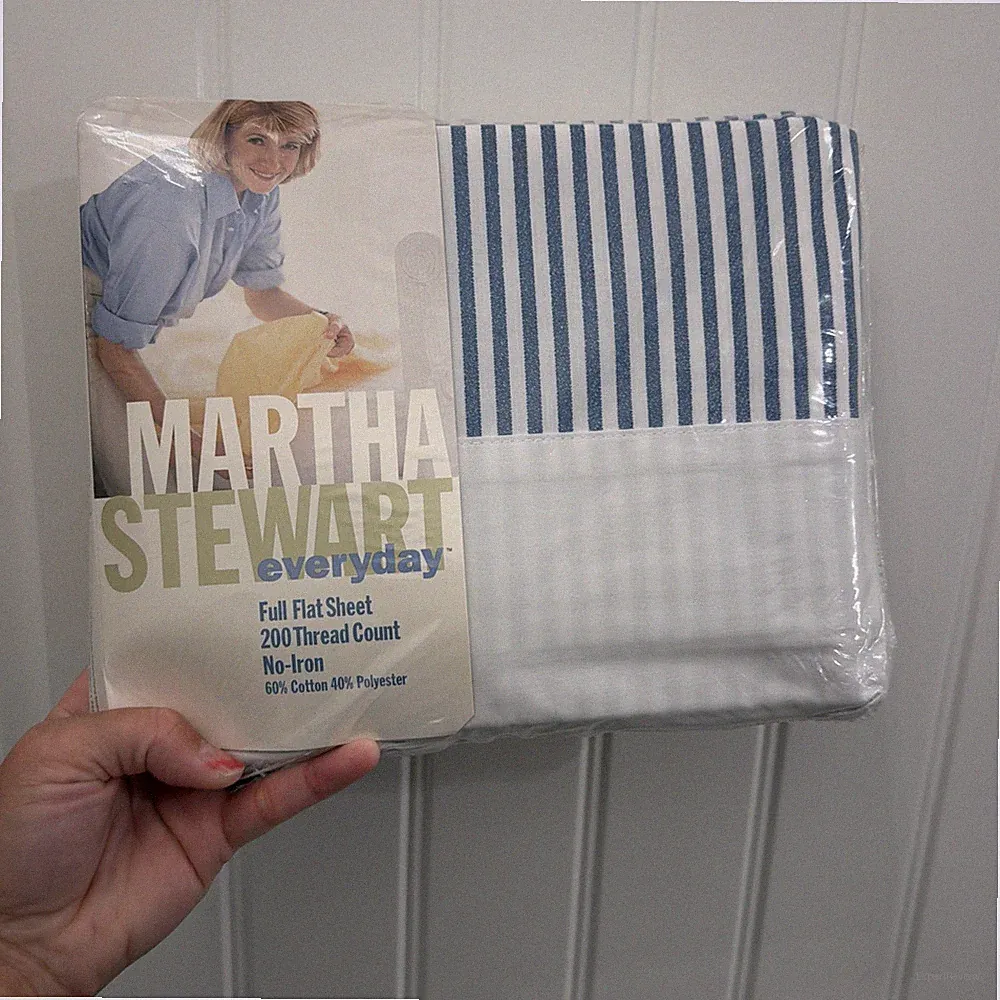 Vintage Martha Stewart Everyday Full Flat Sheet Set NOS 200tc NEW Indigo